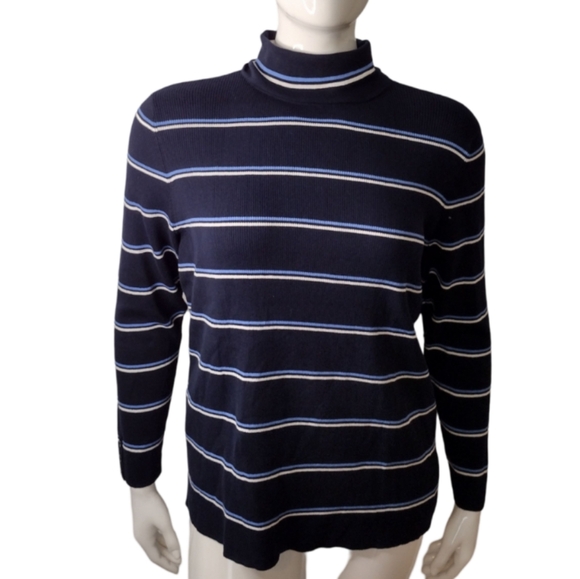 Talbots Striped Turtleneck Sweater Size 2X New NWT Blue - Picture 2 of 3